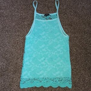 aqua blue lace halter top